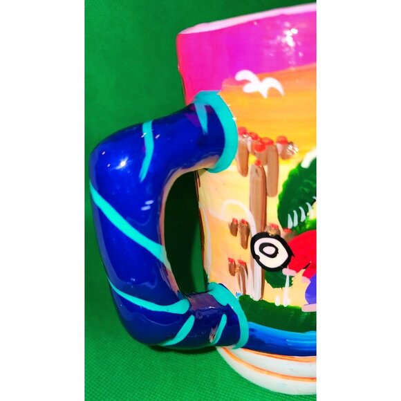 Hand-Painted Ceramic Mug Vibrant Aztec Design Coffee Tea - Picture 7 of 11